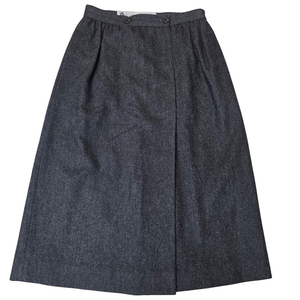 JH Collectibles Vintage Wool Wrap Skirt Size 10 Gray Midi Lined Union USA EUC